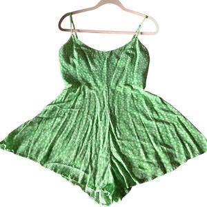 Zara Green Daisy Print Spaghetti Strap Romper